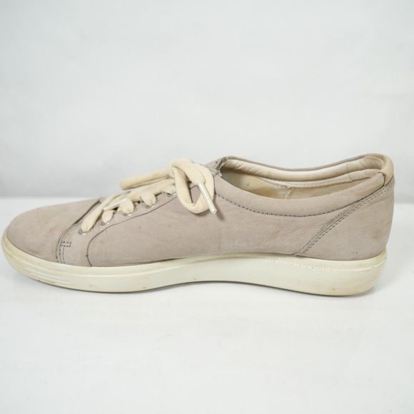 Ecco Soft 7 Suede Leather Lace-Up Sneakers Warm Gray Nubuck Size EU 41 US 10 - Picture 4 of 9